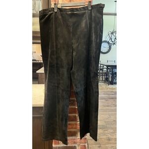 Vintage Terry Lewis Pants Womens Black Suede Genuine Leather Lined Size 24W NWT